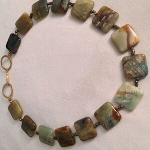Multi-Color Gemstone Necklace, New, Gold Over Sterling Silver Clasp